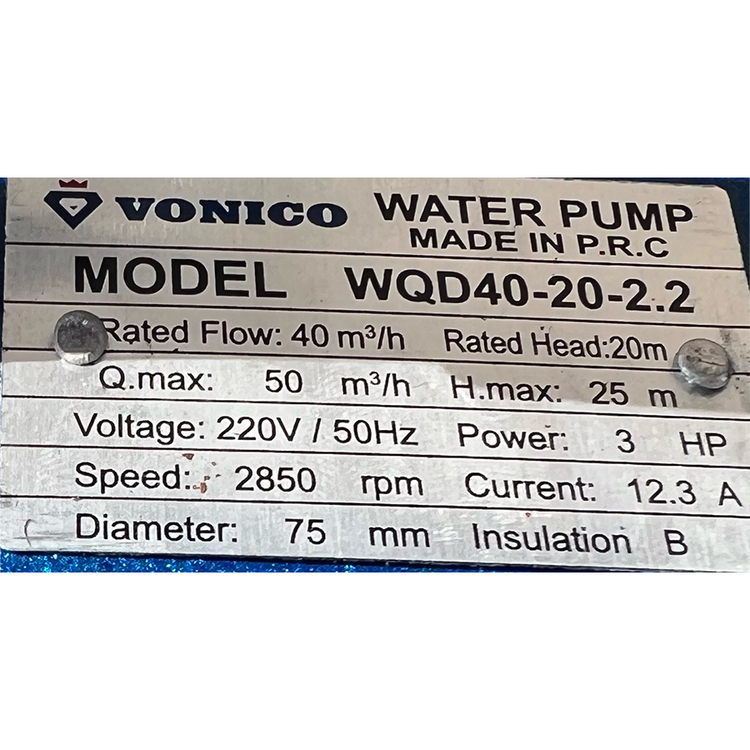 لجن کش 3 اینچ 20 متری 3 اسب ونیکو مدل WQD40-20-2.2