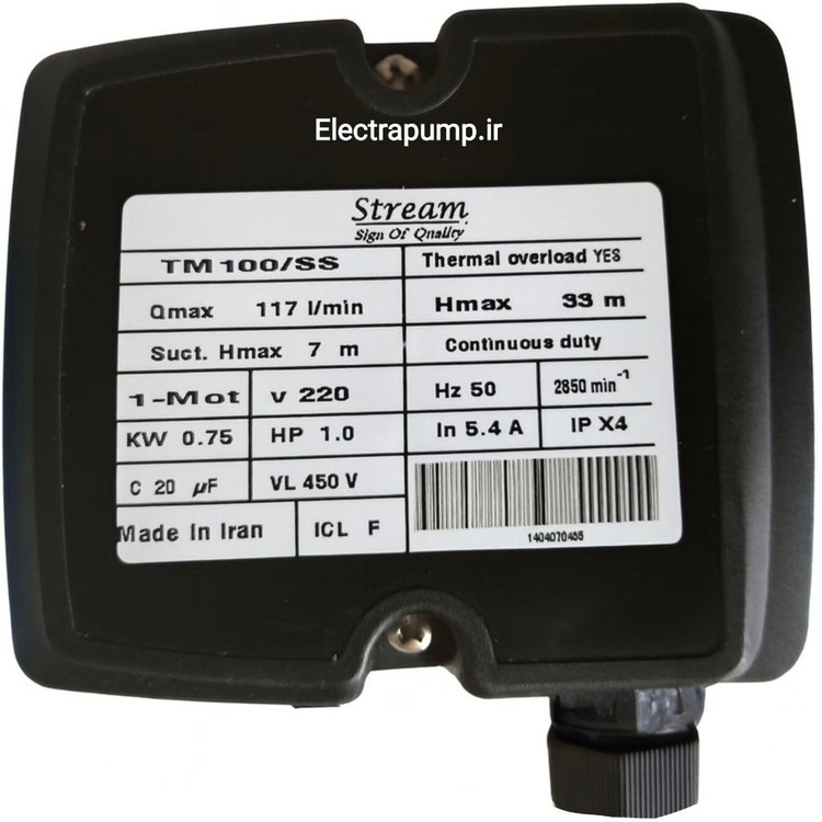 پمپ آب یک اسب بشقابی استریم مدل TM100/SS-IR